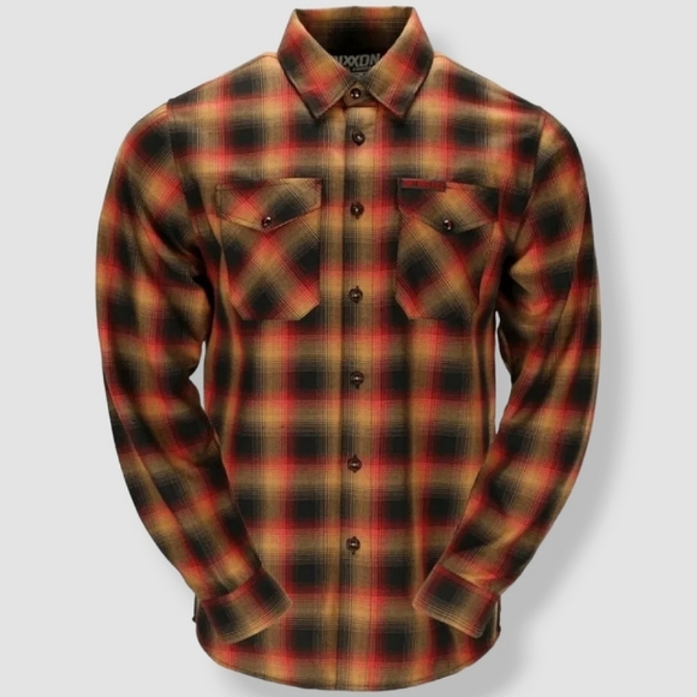 DIXXON DBK Dirt Bike Kidz Button Up Flannel Orange, Yellow